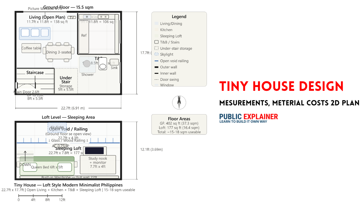 Tiny House Design 2d drwaing plan